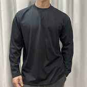 健身卫衣春秋季 美式 打底衫 T恤男小领口圆领纯棉修身 运动休闲长袖