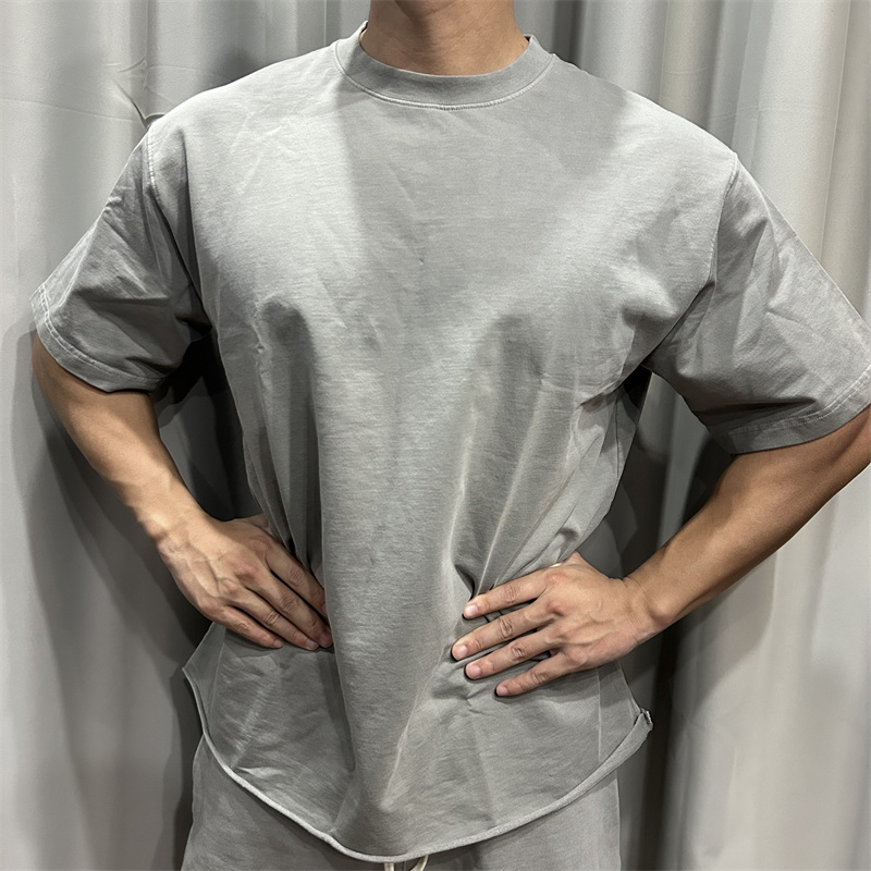 美式重磅水洗运动休闲短袖T恤男