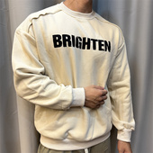 上衣打底衫 秋冬美式 宽松运动健身无帽卫衣男破碎字母印花圆领长袖