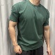 纯色弹力收袖 男运动休闲百搭透气T恤肌肉显壮训练健身衣 口短袖