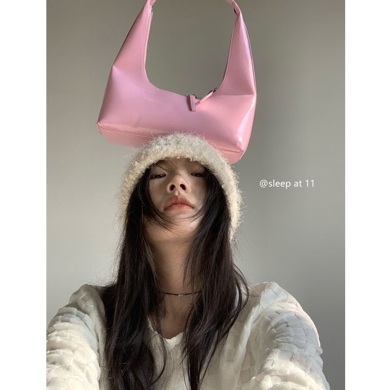 红色亮皮复古潮流小众设计个性漆皮时髦百搭复古单肩多色手提包