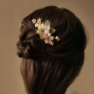 雍容华贵复古宫廷汉服配饰头饰天然珍珠水晶手工发梳发夹发饰发插