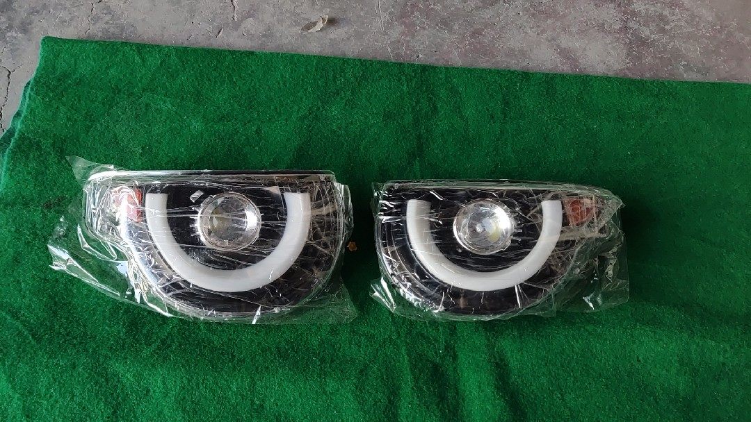 电动四轮车卡乐前大灯网格装饰老年代步车新款led前大灯雾灯总成