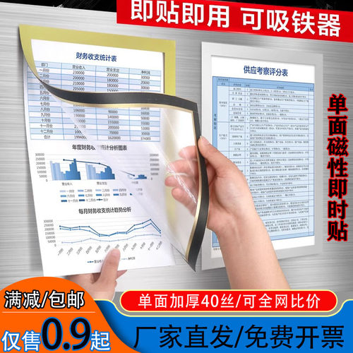 单面磁性框相框文件广告展示贴