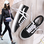 青年纯色黑色ins网红百搭低帮板鞋 港味chic复古帆布鞋 女2025四季
