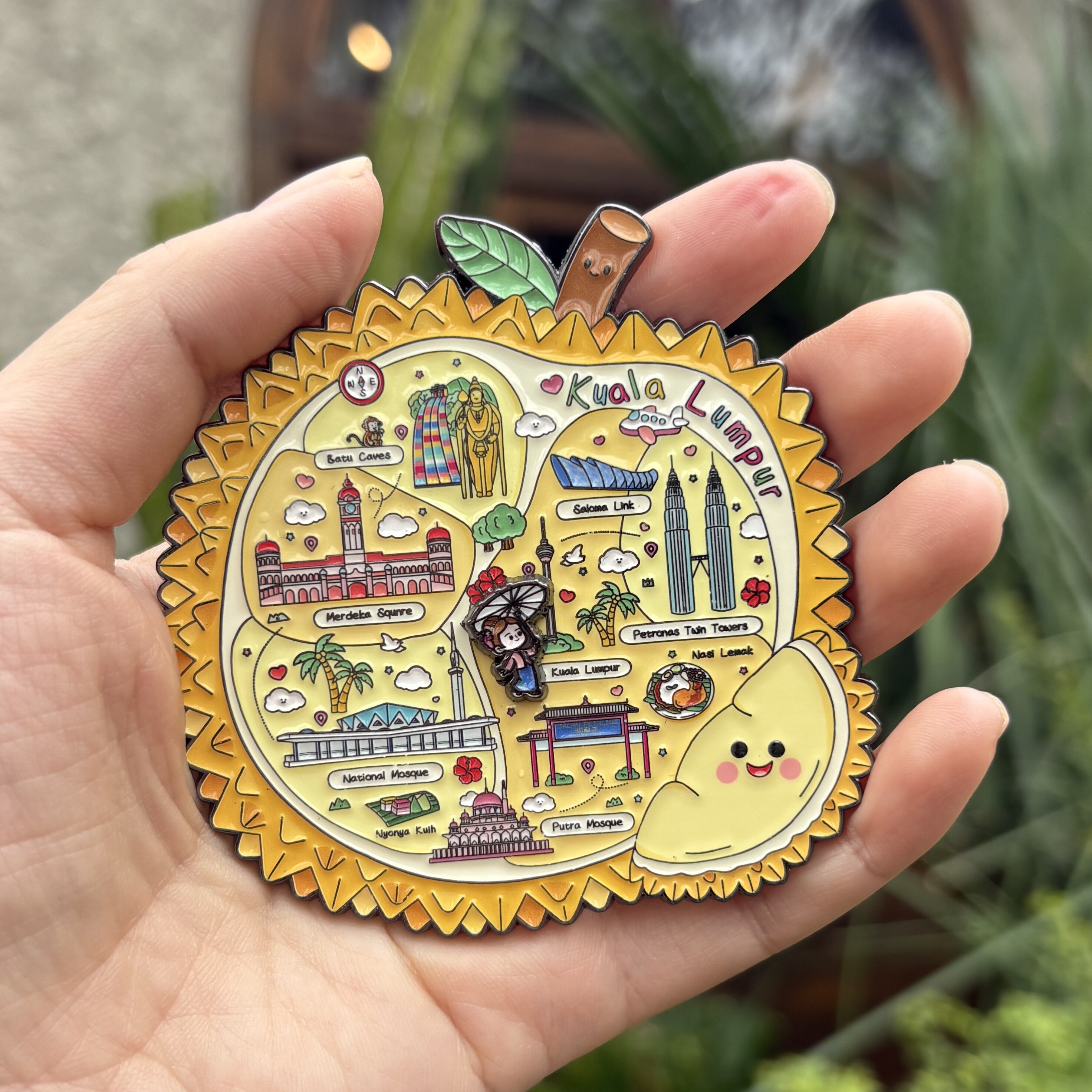 马拉西亚吉隆坡榴莲地图金属冰箱贴旅游纪念品伴手礼文创礼物