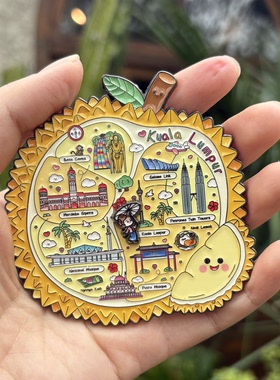 吉隆坡榴莲地图金属冰箱贴纪念