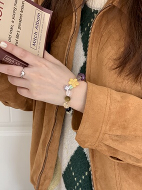 SEEUSODA原创生日礼物女友礼物四叶草手链天然石手串韩国首饰