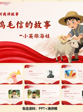 C00967-红色爱国故事-鸡毛信的故事-12页PPT+音乐+演讲稿