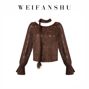 凡舒轻奢 琥珀音符2026年秋冬新款复古时尚设计感针织上衣气质