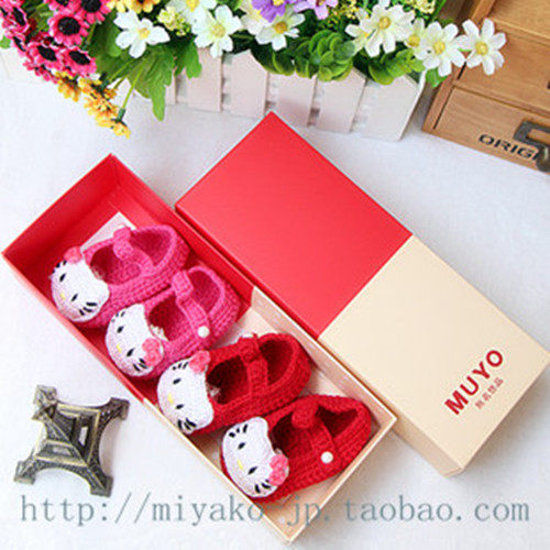 促销凯蒂猫KT卡通手工编织宝宝鞋婴儿毛线鞋凉鞋绣花朵礼盒经典装,居家布艺,居家凉拖/凉鞋,淘宝优惠券,粉丝福利购,淘宝优惠卷
