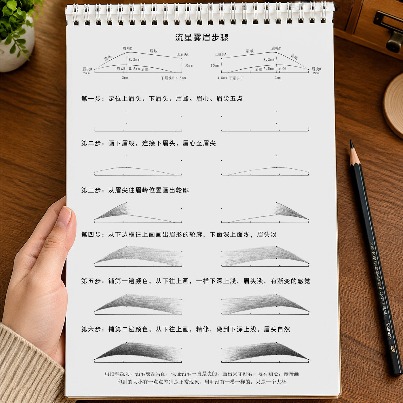 18款雾眉练习本美妆画眉本化妆培训教学本眉形眉毛画法步骤及练习