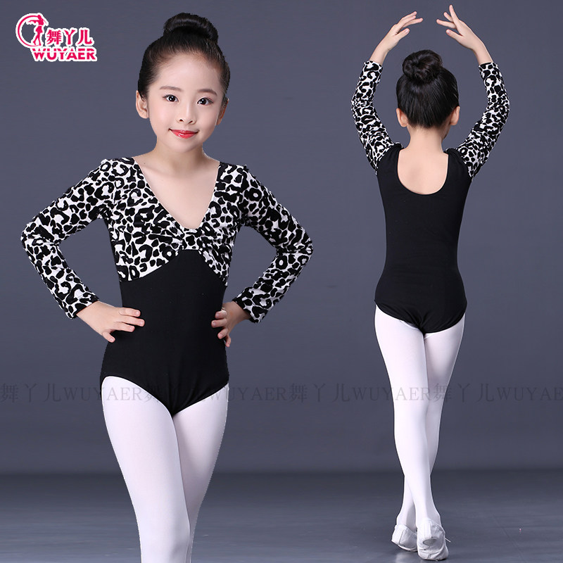 儿童舞蹈体服秋季长袖连体演出服