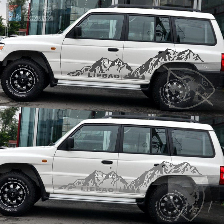 长丰猎豹q6 车贴 黑金刚 奇兵 cs6改装专用雪山车身贴纸彩条拉花