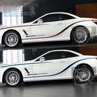 奔驰SLC300车贴拉花SL级400SLK200改装贴纸SLC260AMGGT车身全车贴