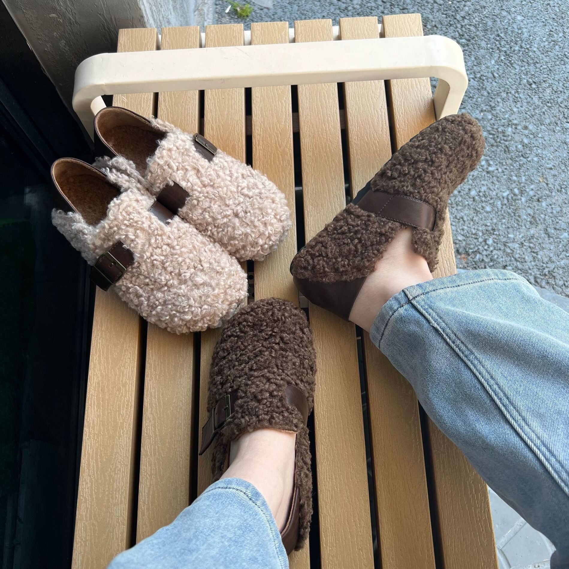 两穿毛毛鞋铭流休闲百搭