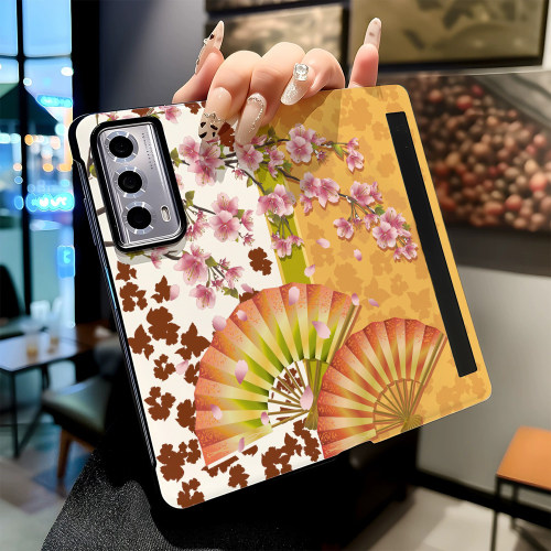 日本樱花折扇适用华为荣耀MAGIC V6 V3 Vs3手机壳MAGIC V5V2 Vs2新款折叠屏高级感磁吸休眠翻盖皮纹保护套