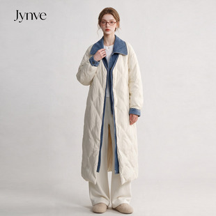 Jynve 韩系设计感假两件菱格羽绒服女2026冬季中长款翻领保暖外套