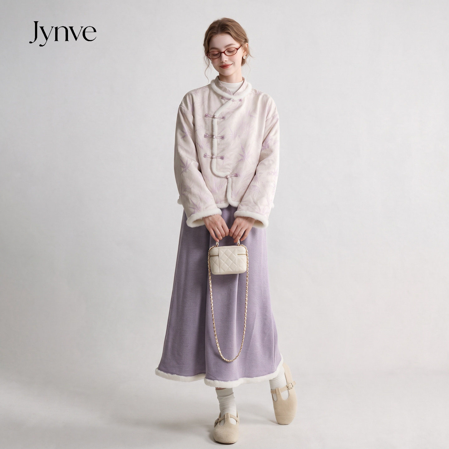 Jynve 新中式国风套装女2026冬季复古盘扣加绒加厚新年穿搭一整套