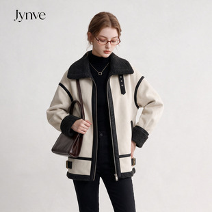 Jynve 今年流行麂皮绒羊羔毛外套女2026秋冬皮毛一体加厚机车服