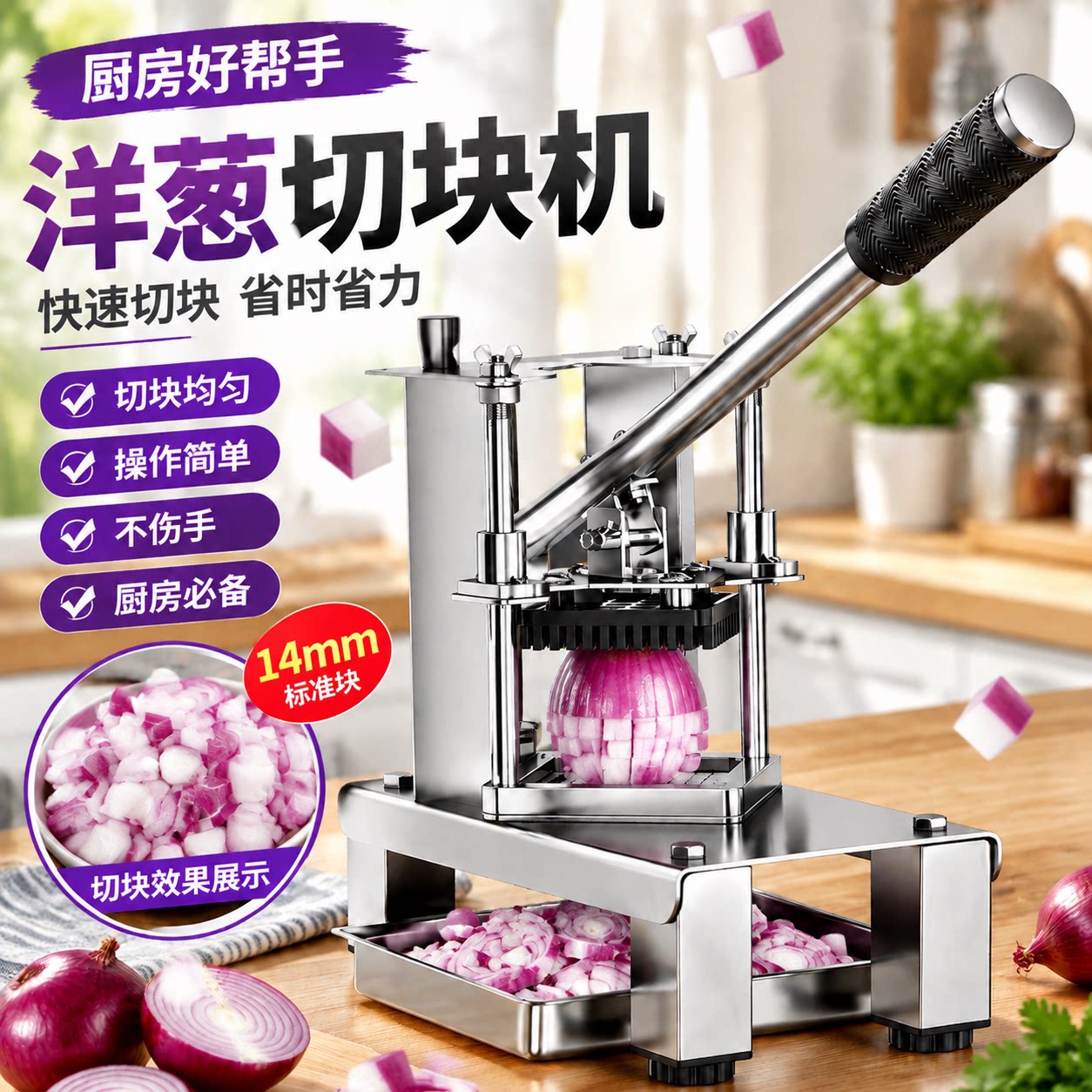 切菜器商用厨房洋葱切块机手动不锈钢薯条土豆萝卜黄瓜香菇切丁器