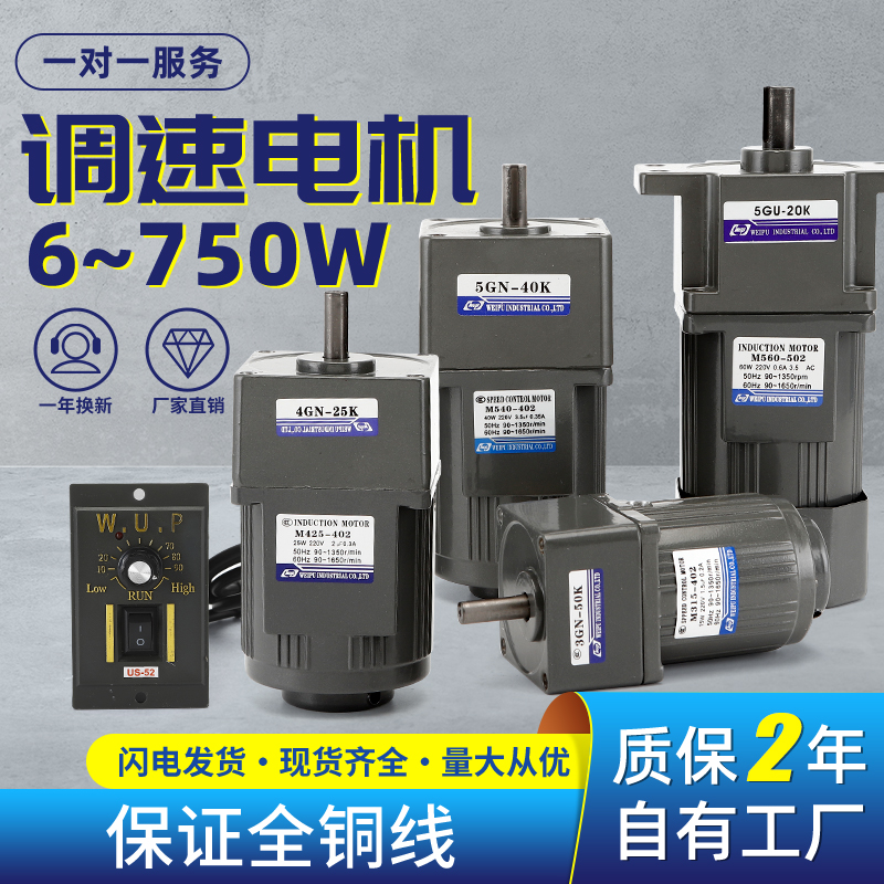 伟普调速电机6-400w可调无极变速微型小型齿轮减速电机交流220v-封面