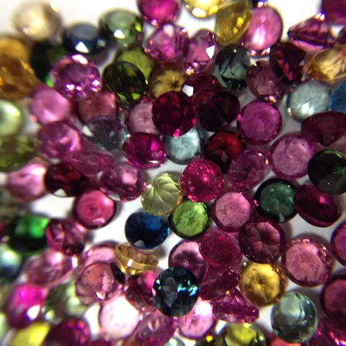 厂家直销天然彩色碧玺戒面3mm