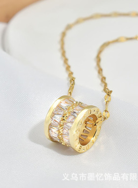 【钛钢】韩版小蛮腰项链女轻奢高级感锆石吊坠锁骨链气质项坠批发