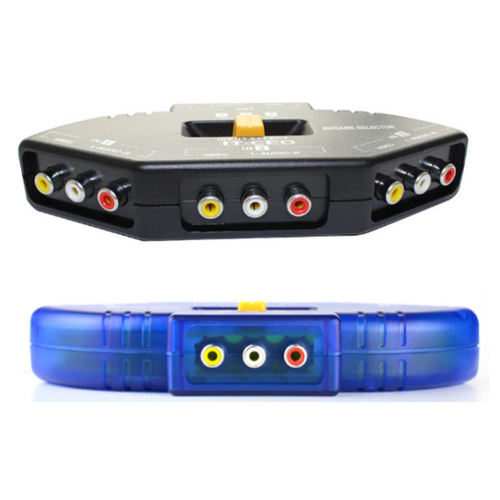 音视频转换器RCA莲花头DVD机顶盒电视3AV切换器三进一出二进一出