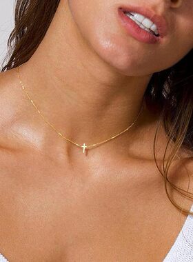 亚马逊希音temu爆款欧美时尚个性十字架项链女简约高级锁骨