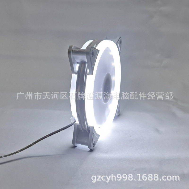 12CM白色机箱风扇 十五灯白光白框12025双光圈电脑机箱散热风扇 - 实物图