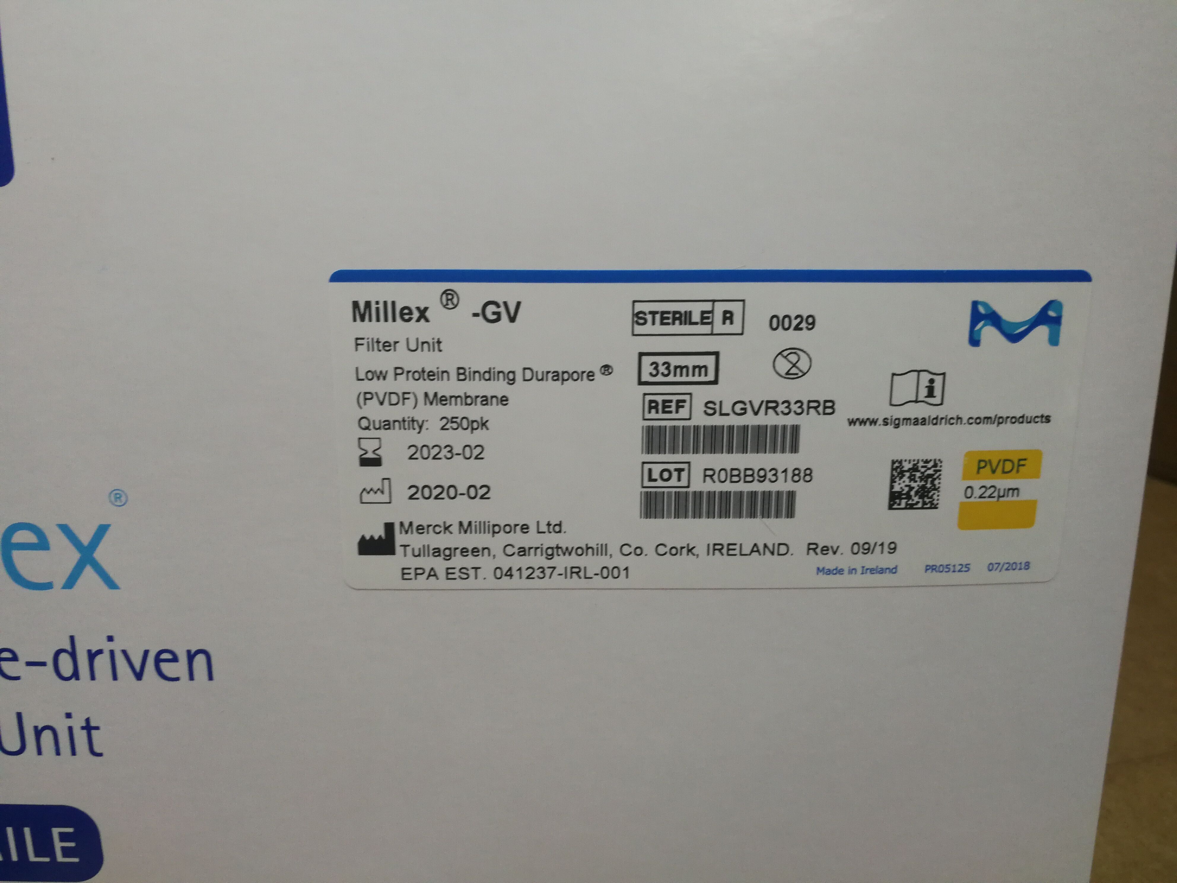 正品密理博33mm/0.22um PVDF 针头式滤器SLGVR033RB 亲水 无菌
