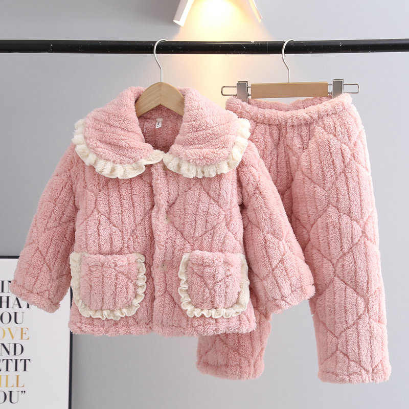 法兰绒休闲聚酯纤维冬季睡衣