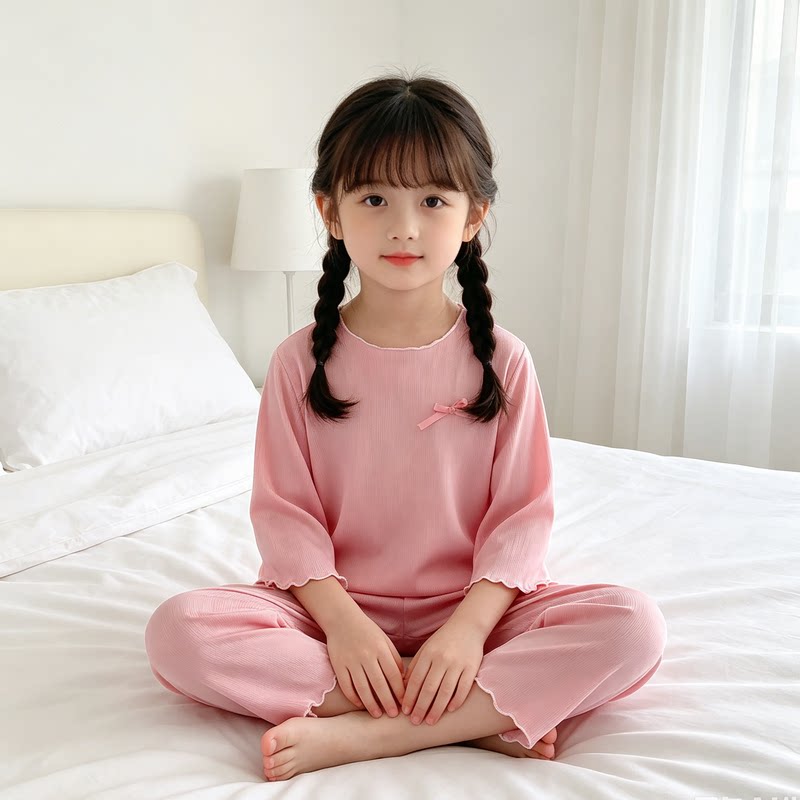 春夏九分袖公主风花边领时尚睡衣