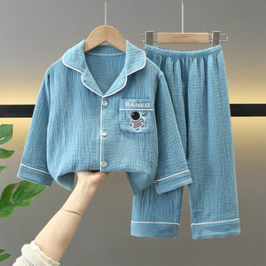 儿童睡衣春秋款纯棉纱家居服套装