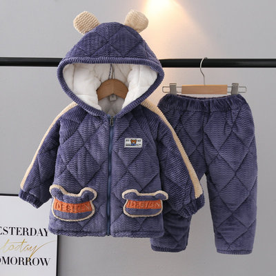 聚酯纤维休闲绒冬季拉链家居服