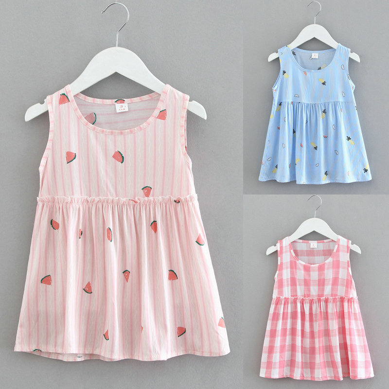 宝宝无袖中大童绵绸家居服背心裙