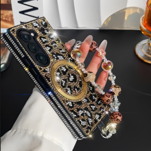 Hand Chain Wrist Strap Leopard Print Magnetic For Samsung Galaxy Z Fold7 Fold 7 6 5 4 Phone Case