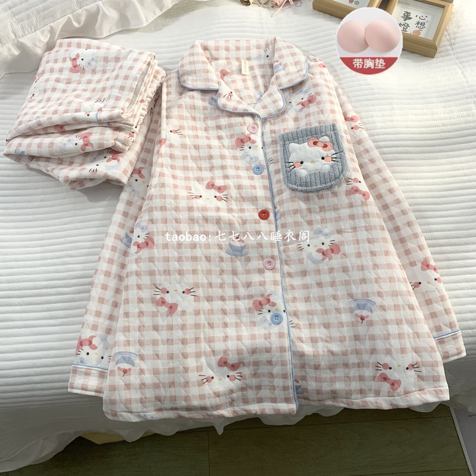 秋冬哺乳睡衣加厚夹层空气棉月子服11月份12保暖舒适翻领款家居服