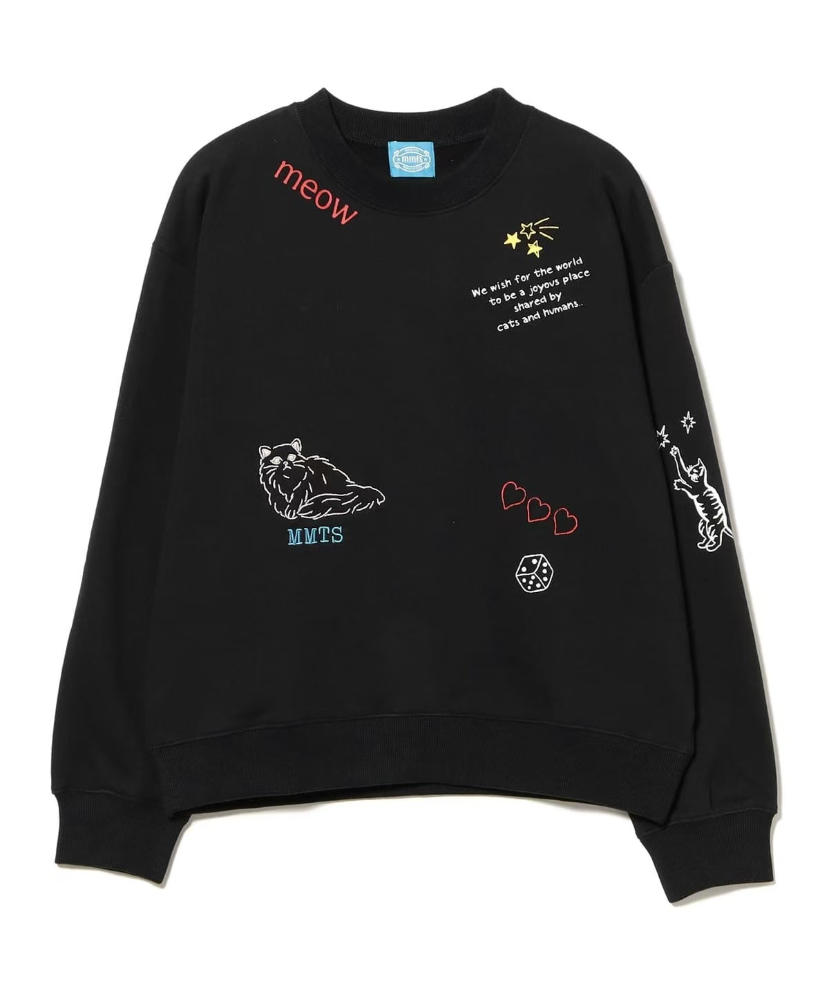 日本订购 mmts 猫咪刺绣 女款圆领长袖卫衣