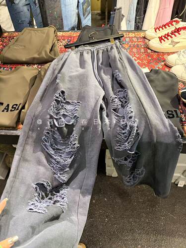 日本订购 MITSUKI 日本小众 宽松破洞直筒休闲裤