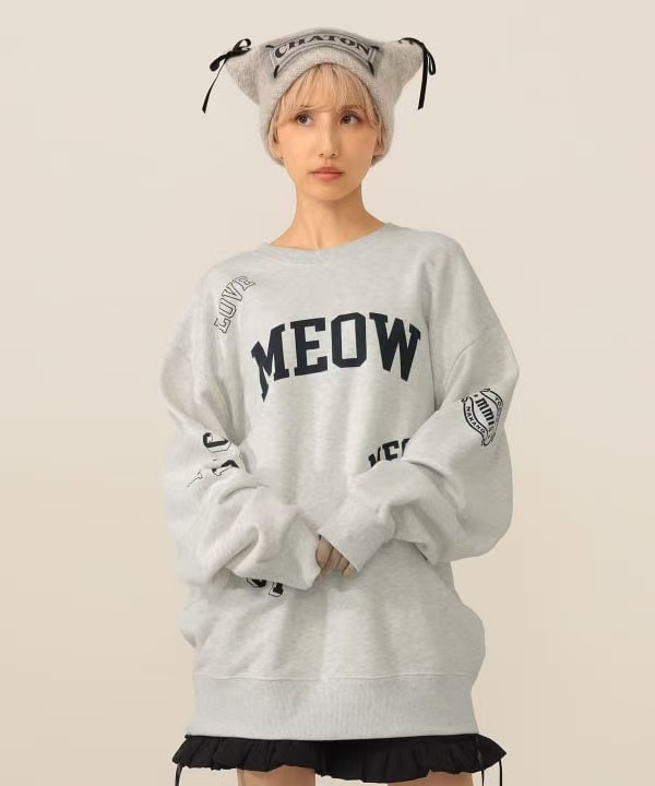 日本订购 mmts 猫猫 meow 圆通长袖套头卫衣