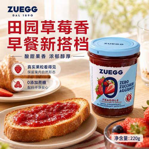 德国进口嘉丽草莓果酱220g早餐酸奶碗拌料果酱家庭烘焙点心原料酱