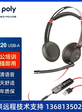 缤特力（Plantronics）C5220 双耳头戴式有线耳机/耳麦带话筒/USB