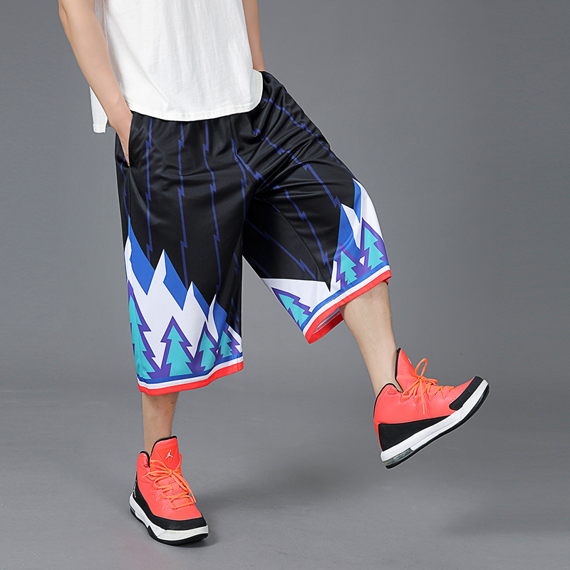 篮球裤短裤男运动裤休闲五分裤透气速干加大码加肥六分裤跑步中裤