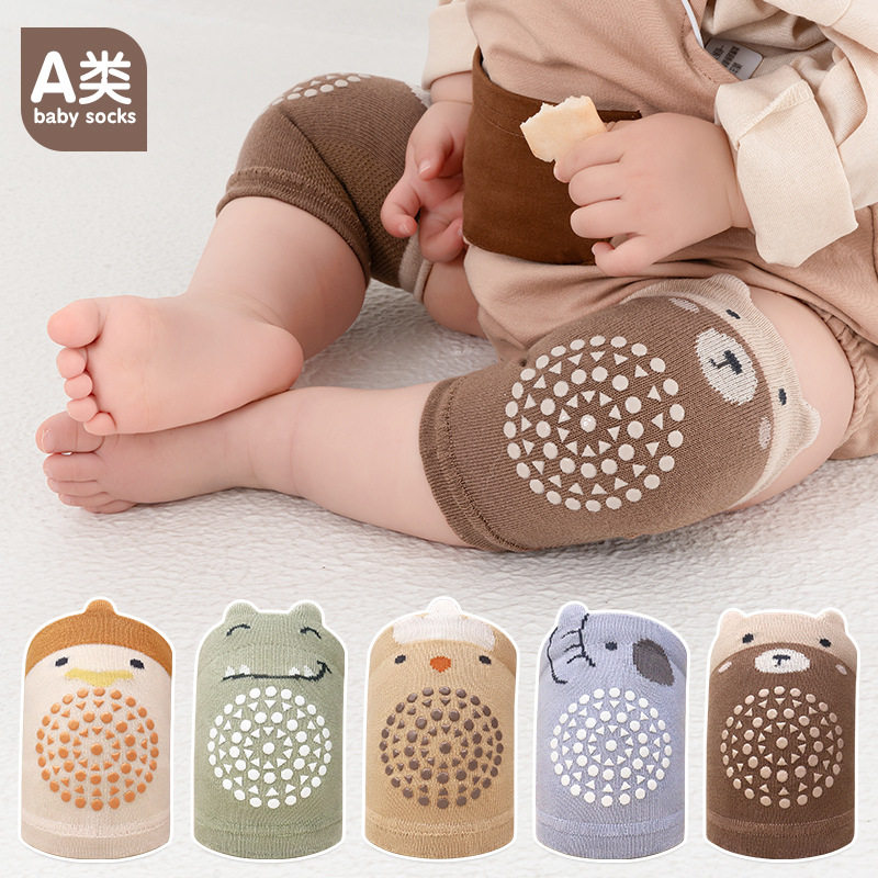 宝宝爬行护膝针织袜套婴幼儿小童儿童护具点胶春夏防滑防摔袜套