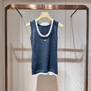 2025秋季 低圆领拼接撞色修身 显瘦百搭无袖 针织背心女XRJ4B03D 新款