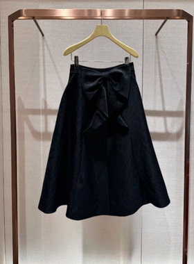 2025年春季新款高腰显瘦提花蝴蝶结A字中长款半身裙女R103303D