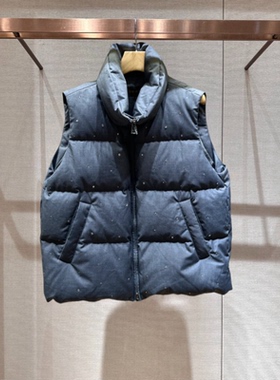 2024年冬季新款灰色简约时尚立领烫钻拉链羽绒马甲上衣女Q160802D