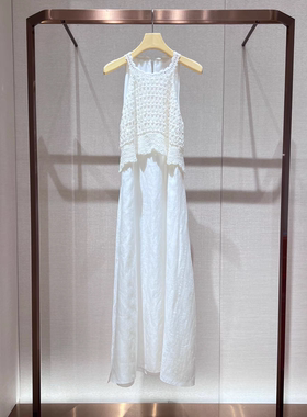 2025夏季新款时尚露肩镂空亮片中长款两件套无袖连衣裙女R125902B